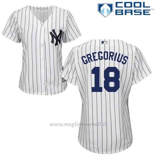 Maglia Baseball Donna New York Yankees Didi Gregorius Bianco Autentico Collezione Cool Base